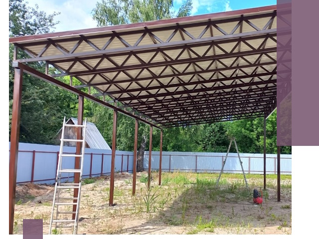 Односкатные навесы под ключ в Мелеузе — изготовление и монтаж