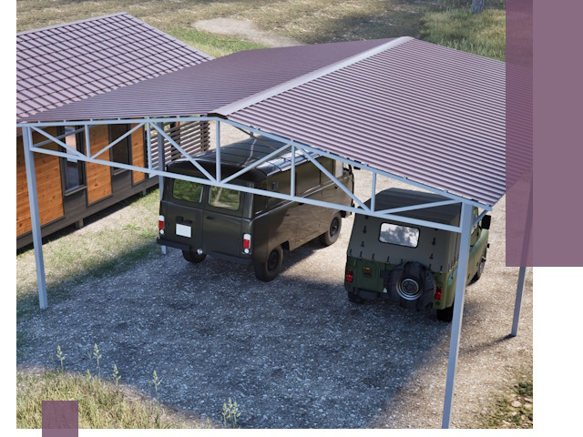 Двускатные навесы под ключ в Мелеузе — изготовление и монтаж